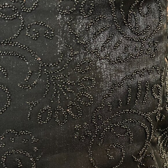 Vintage 90s Prom Halter Top‎ Beads Tie Black Zip-Up Flaws Princess Sleeveless - Picture 9 of 12